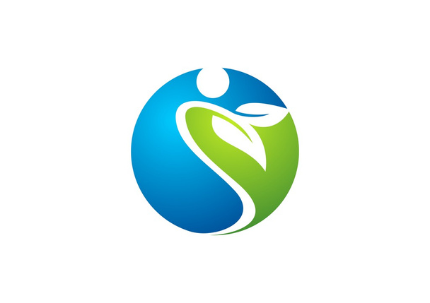 Spa et cercle de bien-être logo végétal, santé gens paysage nature mondiale, lettre s
 - Vecteur, image