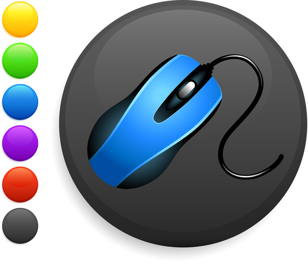 mouse icon on round internet button - Vettoriali, immagini