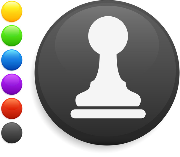 pawn chess piece icon on round internet button - Vector, imagen
