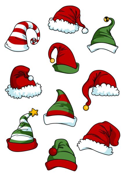 Klaun, joker a Santa Claus kreslený klobouky - Vektor, obrázek