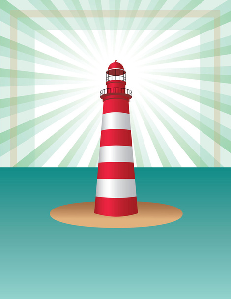 Lighthouse on sea background with rays - ベクター画像