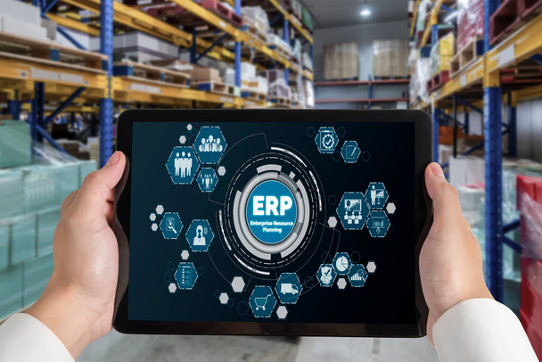 ERP επιχειρηματικό λογισμικό σχεδιασμού πόρων για modish επιχειρήσεις να σχεδιάσουν τη στρατηγική μάρκετινγκ - Φωτογραφία, εικόνα