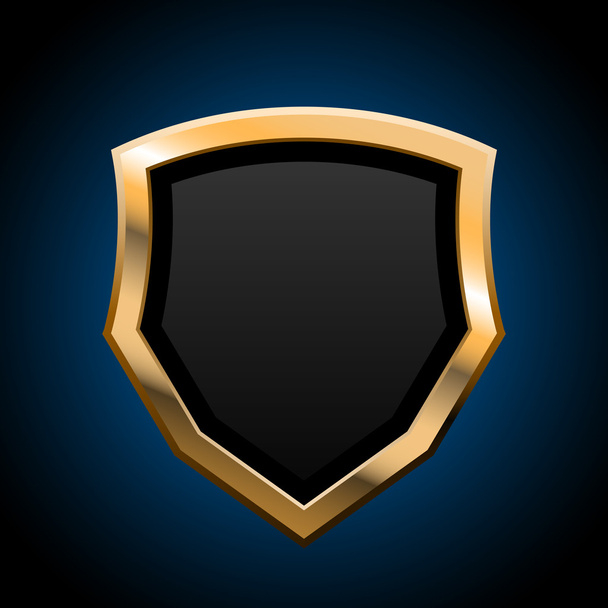 Black shield with gold border - Vector, Image