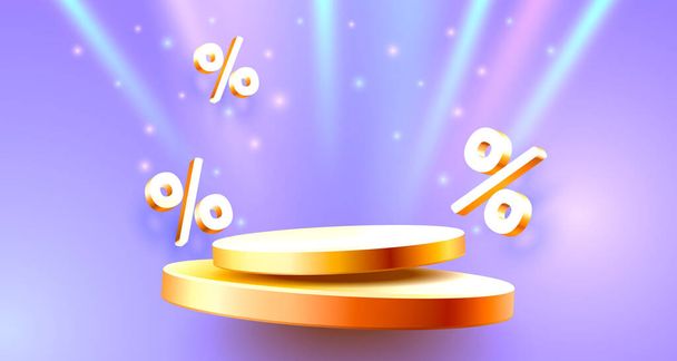 Podium percentage, flyer event product. sale off banner. Vector illustration - Διάνυσμα, εικόνα