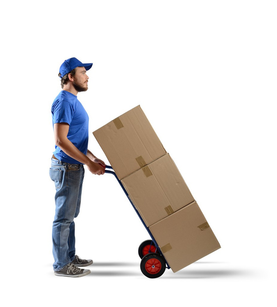 Courier man carries boxes - Foto, Imagem