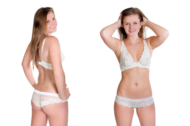 Vue avant et arrière d'un modèle de sous-vêtements attrayant
 - Photo, image