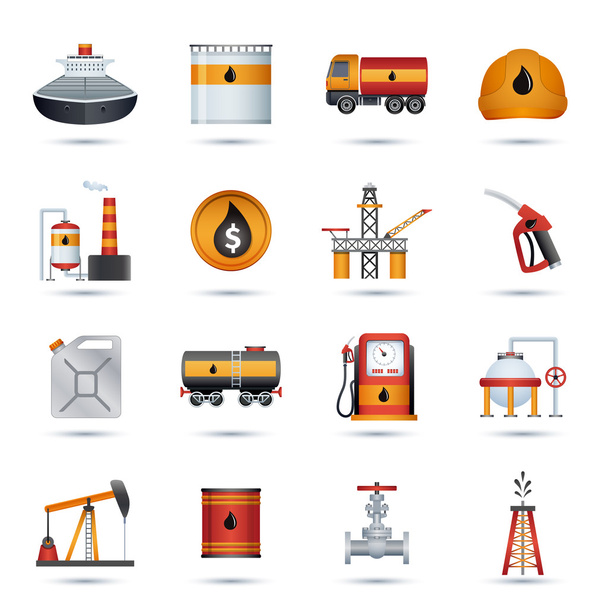 Ikone der Ölindustrie - Vektor, Bild