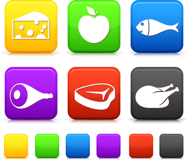 Food Icond on Square Internet Buttons - Vektor, obrázek
