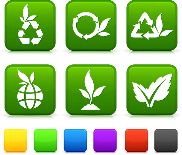 Nature Environment icons on square internet buttons - Vecteur, image
