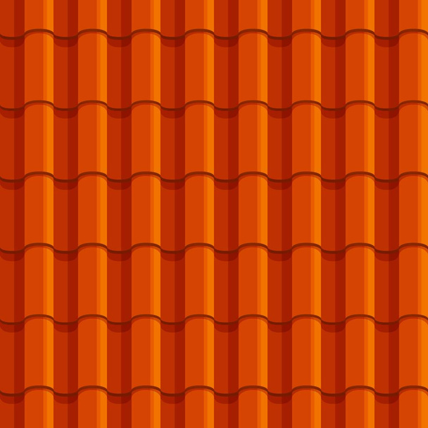 Orange chinese roof tile seamless pattern background. Vector texture, game overlap, cartoon repeated pattern. Asian house roofing material, textured oriental construction roof exterior design - Vector, Image