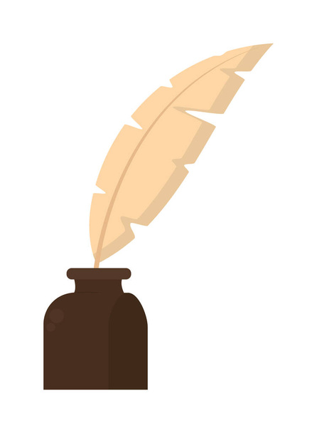feather with ink icon isolated - Vector, Image