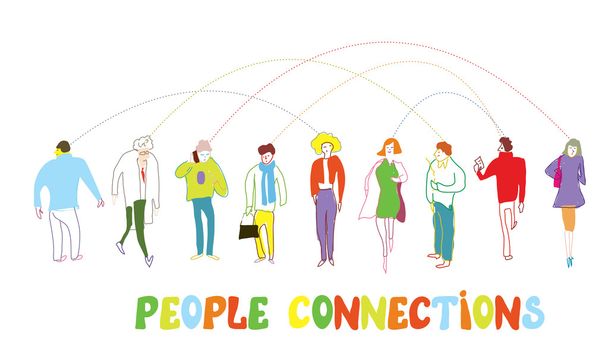 Business people concept - connection illustration or banner - Vector, Image