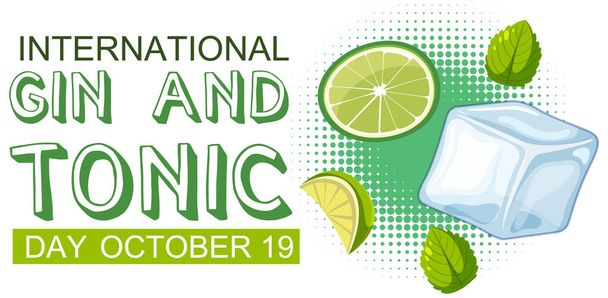 International gin and tonic day logo design illustration - Vektör, Görsel