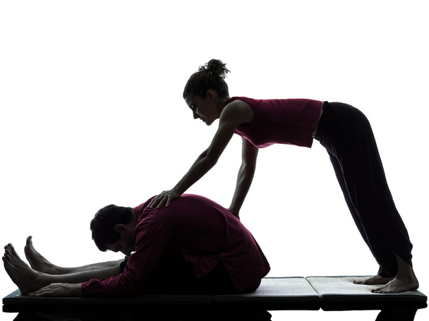 man and woman thai massage silhouette - Zdjęcie, obraz