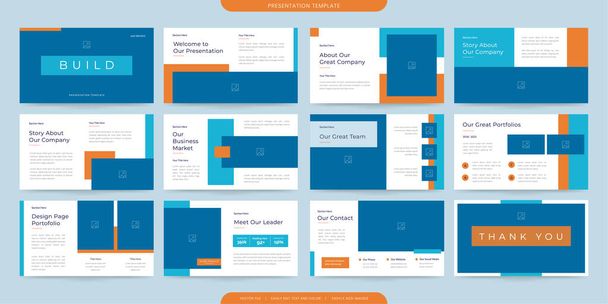 minimalist presentation templates. corporate booklet use in flyer and leaflet, marketing banner, advertising brochure, annual business report, website slider. Blue yellow color company profile vector - Vettoriali, immagini