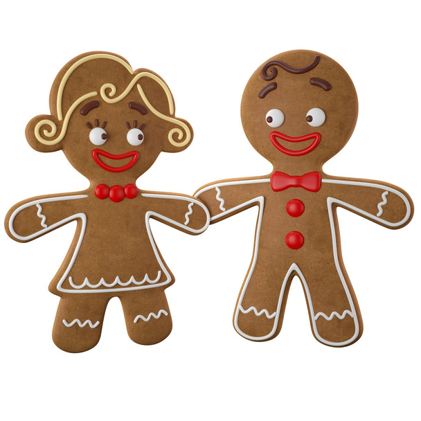 Mutlu çiftimiz Noel gingerbread - Fotoğraf, Görsel