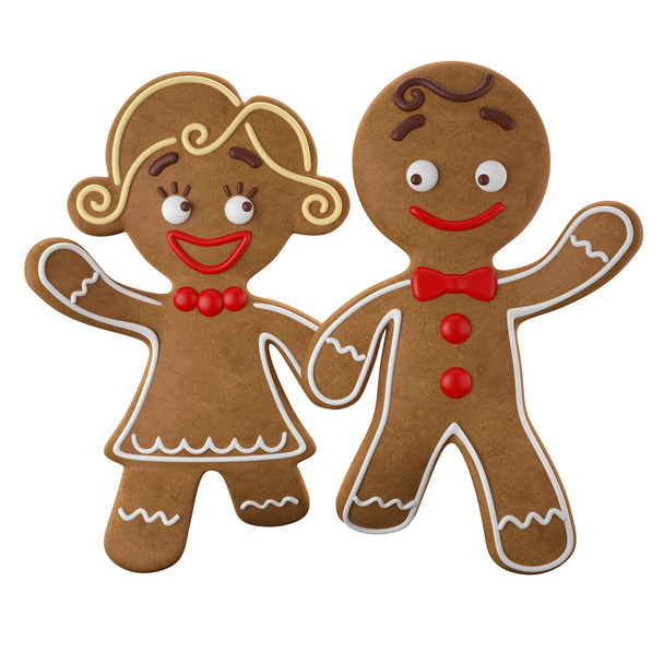 Mutlu çiftimiz Noel gingerbread - Fotoğraf, Görsel