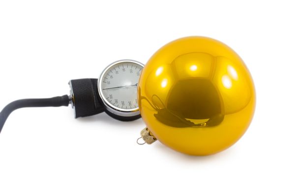 tonometer and Christmas ball isolated on a white background - Photo, Image