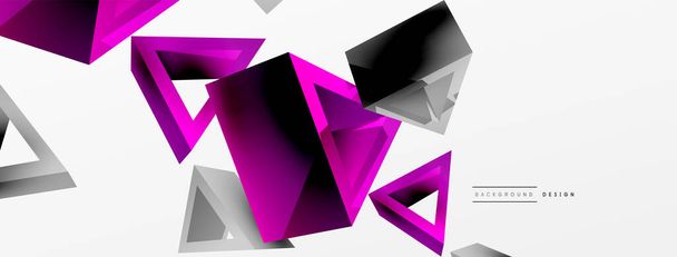 Triangle abstract background. 3d vector basic shape technology or business concept composition. Trendy techno business template for wallpaper, banner, background or landing - ベクター画像