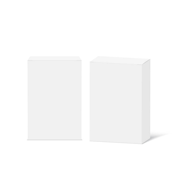 Λευκό λευκό χάρτινο πακέτο κουτιά mockup. Εικονογράφηση διανύσματος - Διάνυσμα, εικόνα