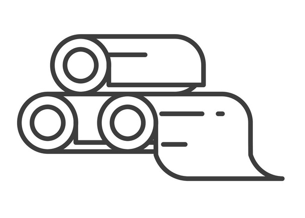 Rolls of fabric, textile variety and types for sale. Isolated wool or cotton material for sewing and tailoring. Curtains or rugs, carpets. Minimalist icon, simple line art vector in flat style - Vektor, obrázek