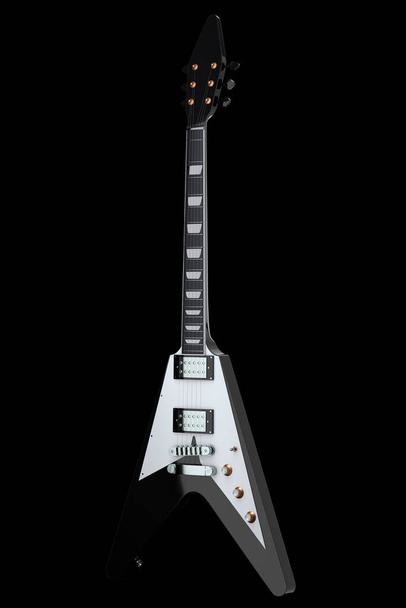Close-up of Electric acoustic guitar isolated on black background. 3d render of concept for rock festival poster with heavy metal guitar for music shop - Foto, immagini