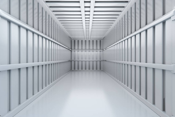 3d rendering interior white and clean empty container or storage room - Foto, Imagem