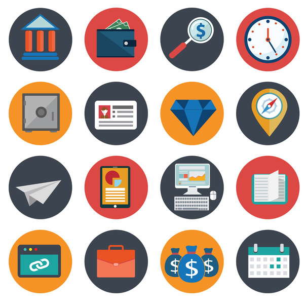 Flat business icon set. business items - Vector, Image