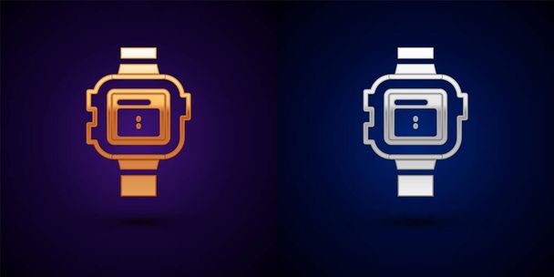 Gold and silver Wrist watch icon isolated on black background. Wristwatch icon. Vector. - Vector, Image