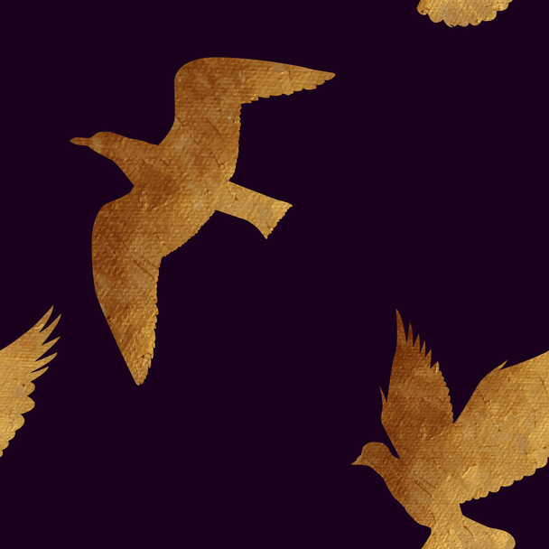 nahtloses Muster mit goldenen Vögeln. - Vektor, Bild