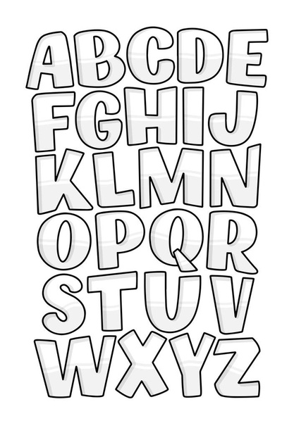 Lettering poster with hand drawn letters. Typography font. Funny alphabet for t shirt print and background design. Vector illustration - Vektör, Görsel