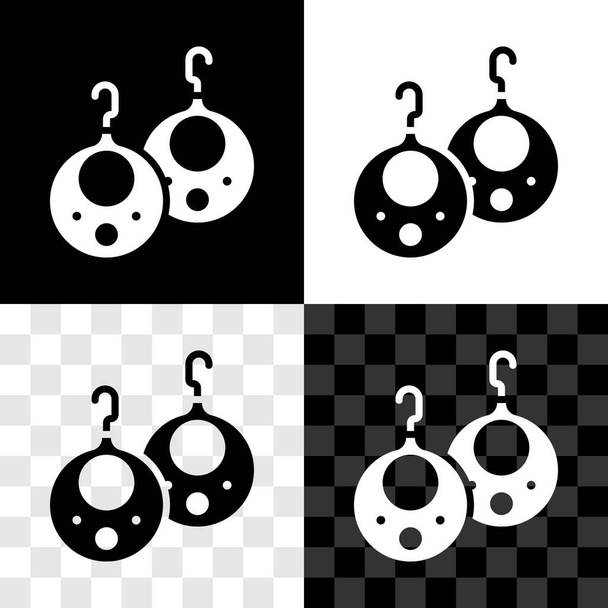 Set Earrings icon isolated on black and white, transparent background. Jewelry accessories. Vector. - Vector, Image