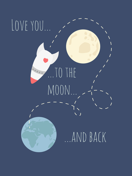 Kocham cię do księżyca i z powrotem - Wektor, obraz