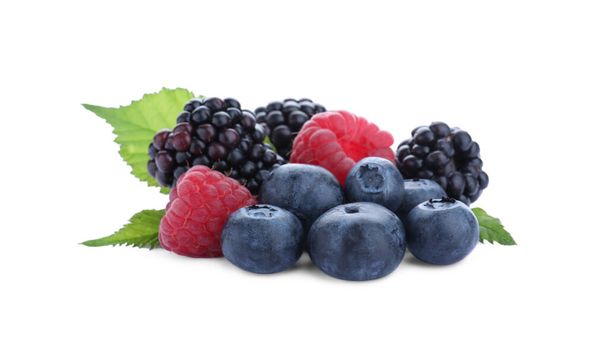 Mix of different fresh berries isolated on white - Φωτογραφία, εικόνα