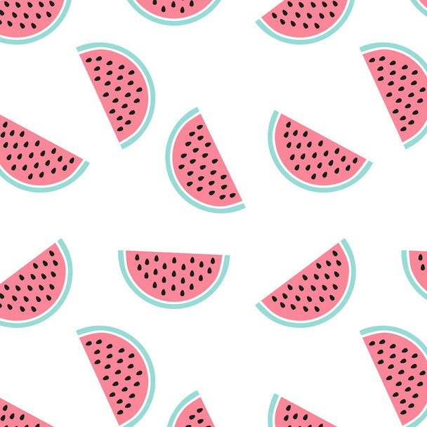 Juicy cartoon watermelon seamless pattern, texture, background, wallpapers, endless ornament, repeating print vector illustration for  textiles,  wrapping paper, fabric, packaging design, cover design - Vector, Imagen