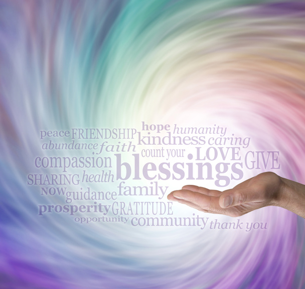 Count Your Blessings Word Cloud on Energy Vortex Background - Photo, Image