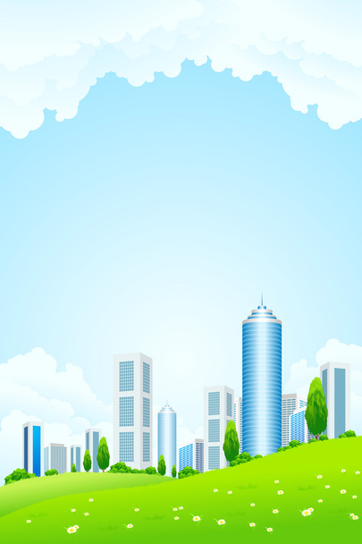 Paysage vert avec ville
 - Vecteur, image