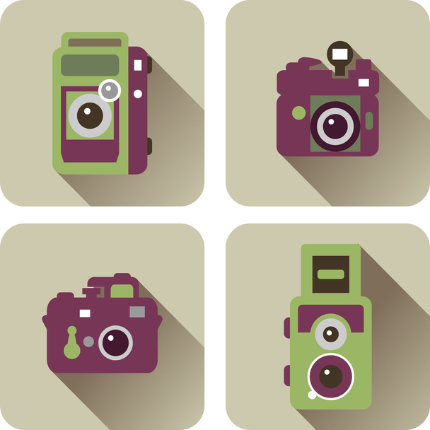 Retro-Kameras Icons gesetzt - Vektor, Bild