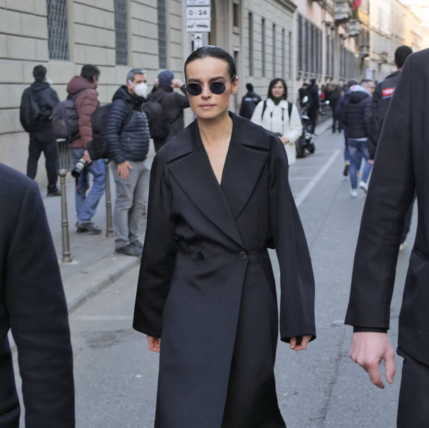 Kasia Smutniak walking in the street after Armani fashion show during Milano fashion week fall/winter collections 2022/2023 - Фото, изображение