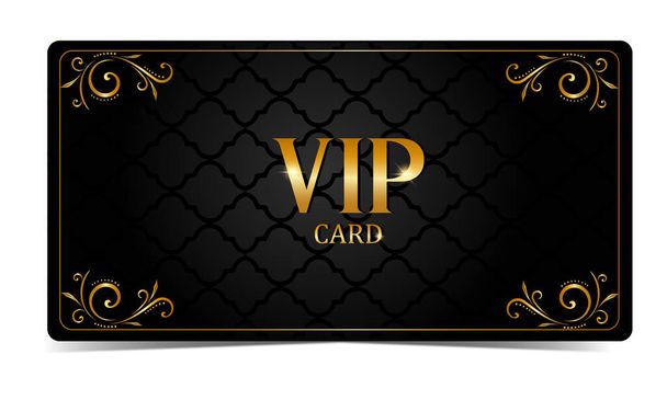 Золотая черная VIP карта с монограммой. Векторная иллюстрация - Вектор,изображение