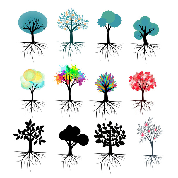 Trees set - Vector, Image