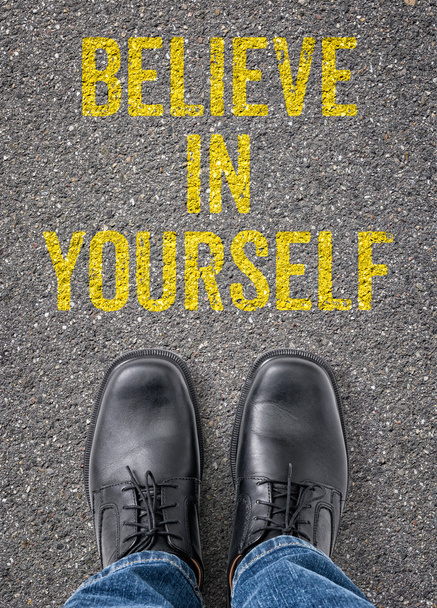 Text on the floor - Believe in yourself - 写真・画像