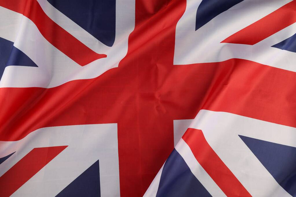 United Kingdom silk flag close-up - Foto, Imagen
