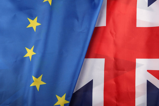 EU and UK flag close-up - Foto, immagini