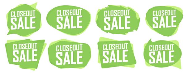Closeout Sale. Set discount banners, promo tags design template, vector illustration - Vektor, obrázek