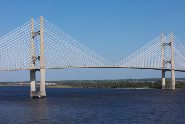 Dames Point Bridge against the clear blue skies in Jacksonville Florida - Fotó, kép
