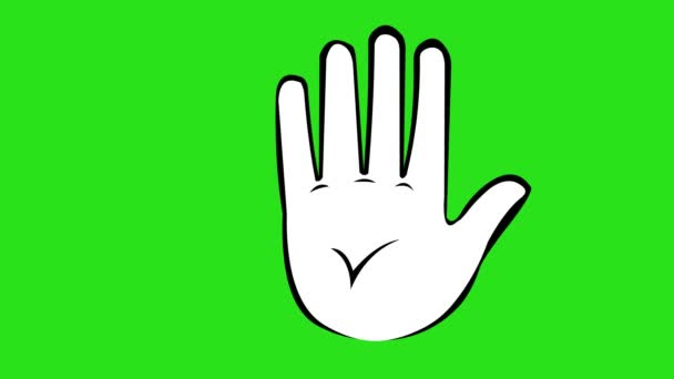 Анимация руки, делающая классический жест рукопожатия, нарисованный черным и белым цветом. На зеленом фоне хромы ключа - Кадры, видео