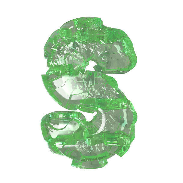 Mojito-colored chipped ice 3d letter s - Vettoriali, immagini