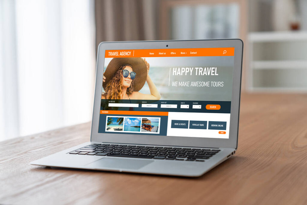 Онлайн-сайт туристического агентства для модного поиска и планирования путешествий предлагает предложения и пакеты для бронирования авиабилетов, отелей и туров - Фото, изображение