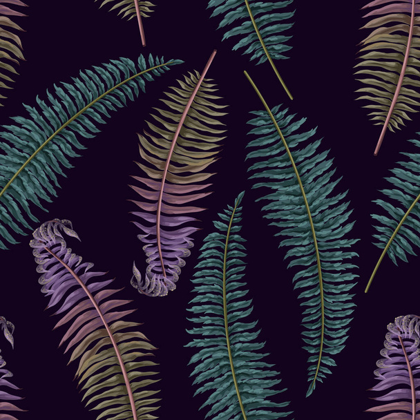 Botanical seamless pattern with ferns. Vector - Vektor, obrázek